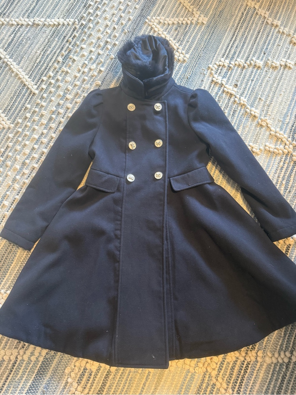 Rothschild Girls 10/12 Navy Double-Breasted Fit & Flare Peacoat